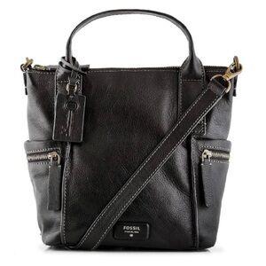 Fossil Black leather Emerson Crossbody satchel